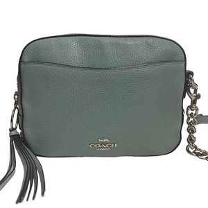 Authentic Coach Teal Crossbody Purse with Detachable Chain Straps